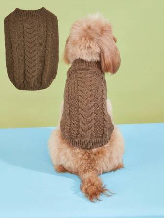 1 pezzo Maglione classico caldo a righe per cani di piccola taglia, in maglia a trecce di colore unito e colori pastello, ad alta elasticità, adatto per Teddy e altri animali domestici, multicolore
