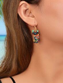 1 Pair Cute Colorful Cartoon Cat Animal Pendant Earrings, Suitable For Party, Daily Wear, And Holidays - Multicolor - View 2