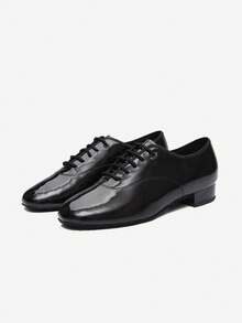 Men's Black Patent Leather Ballroom Standard Dance Shoes 1" Heel For Waltz,Foxtrot,Tango,Viennese Waltz