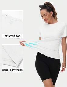 KEFITEVD Women's Short Sleeve T-Shirts UPF 50+ Sun Protection Quick Dry Athletic Running Workout Rash Guard Tops - White - View 6