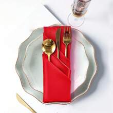 20pcs Silk Red Satin Napkins, 17 X 17 Inches Square Smooth Dinner Napkins For Wedding, Party, Celebration, Banquet, Restaurant, Thanksgiving, Christmas, Halloween