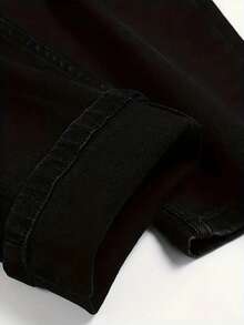 Men's Solid Color Stretch Slim Fit Jeans Fashionable And Versatile - Black - View 7