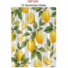 1 pièce Rideau de douche avec citrons jaunes et feuilles vertes - Citrons et tranches réalistes avec des feuilles détaillées sur fond blanc, design rafraîchissant et vibrant, 180 x 180 cm avec 12 crochets. Décoration de salle de bain, décoration d'automne, accessoires de salle de bain, rentrée des classes