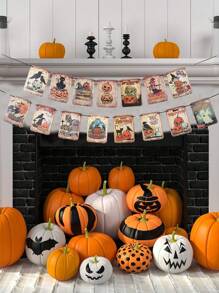 1 set Bandera de arrastre de decoración de Halloween, Pancarta con patrón de calabaza estilo vintage de Halloween, Decoración de fondo para fiesta de Halloween, Truco o , Suministros para fiesta de tema de terror de thriller, Decoración de jardín, patio y celebración de Halloween, Decoraciones rústicas de Halloween, Accesorios de fotografía de Halloween, Decoración de habitación, Decoración del hogar, Decoraciones colgantes de Halloween, Regalos de Halloween, Recuerdos de fiesta