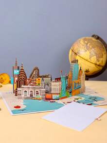 Opjoys 1pc 3D City Architecture Greeting Card, "I Love London" 3D Greeting Card, Commemorative Card (For Friends), City Souvenir Card, Gift For Her, Birthday 3D Card, Thanksgiving Card, Anniversary Card, Mother's Day Card, Christmas Card - Multicolor - View 6