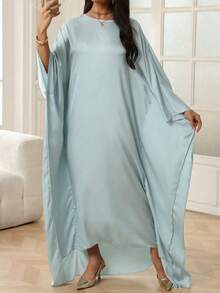 Đầm maxi dáng rộng, thanh lịch, sang trọng bằng satin màu xanh bạc hà nhạt dành cho nữ của Unadoll, thích hợp cho đám cưới, tiệc tùng, ăn tối hoặc kỳ nghỉ. - Màu xanh nhạt - Xem 2