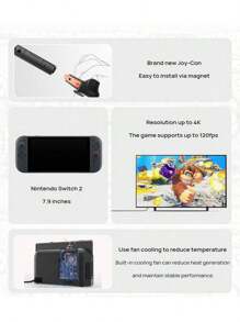 Nintendo Switch 遊戲機Switch2單機標準版 外觀精緻 畫質清晰 7.9吋螢幕 256儲存空間 內建降噪功能的麥克風 港版 - 黑色 - 查看 6