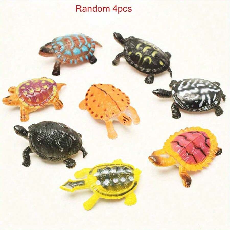 4pcs Turtle Model, Colorful Mini Turtle Ornaments, Decorative Props, Garden Ornaments - Multicolor - View 1