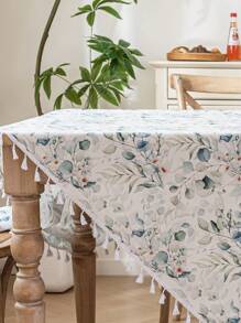 1件春夏清新鼠尾草绿花卉竹节流苏桌布，农舍风格长方形餐桌罩，可水洗，适用于家庭厨房、晚宴、野餐、约会、婚礼、主题派对、室内/室外使用。 - 鼠尾草綠 - 查看 4