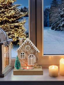 1 Stück Weihnachtskerzenhalter Deko Teelampe Weihnachtsdekoration Kerzenhalter Weihnachtsmann Kerzenhalter Weihnachtskerzenhalter Fenster Holzhaus Tischdekoration Tischzentrum Kerzenhalter (ohne Kerzen) Weihnachtsdekorationen Winterraumdekoration