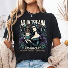 Oversized Tshirts Faminist Aqua Tofana Apothecary Vintage Funny Women's Rights T-Shirt 100% Cotton Womens Oversized Printed Graphic T-Shirts Casual Round Neck Short Sleeve Tee 1pcs Fashion Shirt - 黑色 - 查看 2