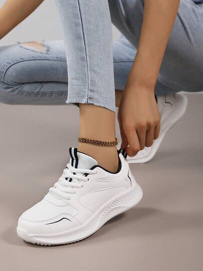 Ladies Lettering Daily Travel Casual Sports Shoes, Brand Special Thick Soled Daddy Shoes 2025 Autumn And Winter New Women's Shoes Non-Slip Soft Sole High Elastic Light Sports Shoes, Four Seasons White Sports Shoes Female Light Soft Sole White Shoes Burst Leather Running Shoes,