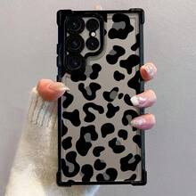 Funda de teléfono con patrón de leopardo negro Y2K para Samsung Galaxy S25 S24 S23 S22 S21 FE Ultra Plus 4G 5G, a prueba de golpes, transparente y suave - Colores mixtos - Ver 4