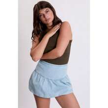 Women's Balloon Hem Mini Skirt - Q 蔚藍 - 查看 6