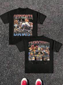 Vintage Gervonta Davis Boxing 27 Knockouts 220g Men's Short Sleeved T Shirt 1Pcs Graphic Tee 100% Cotton Double Sided Digital Printed