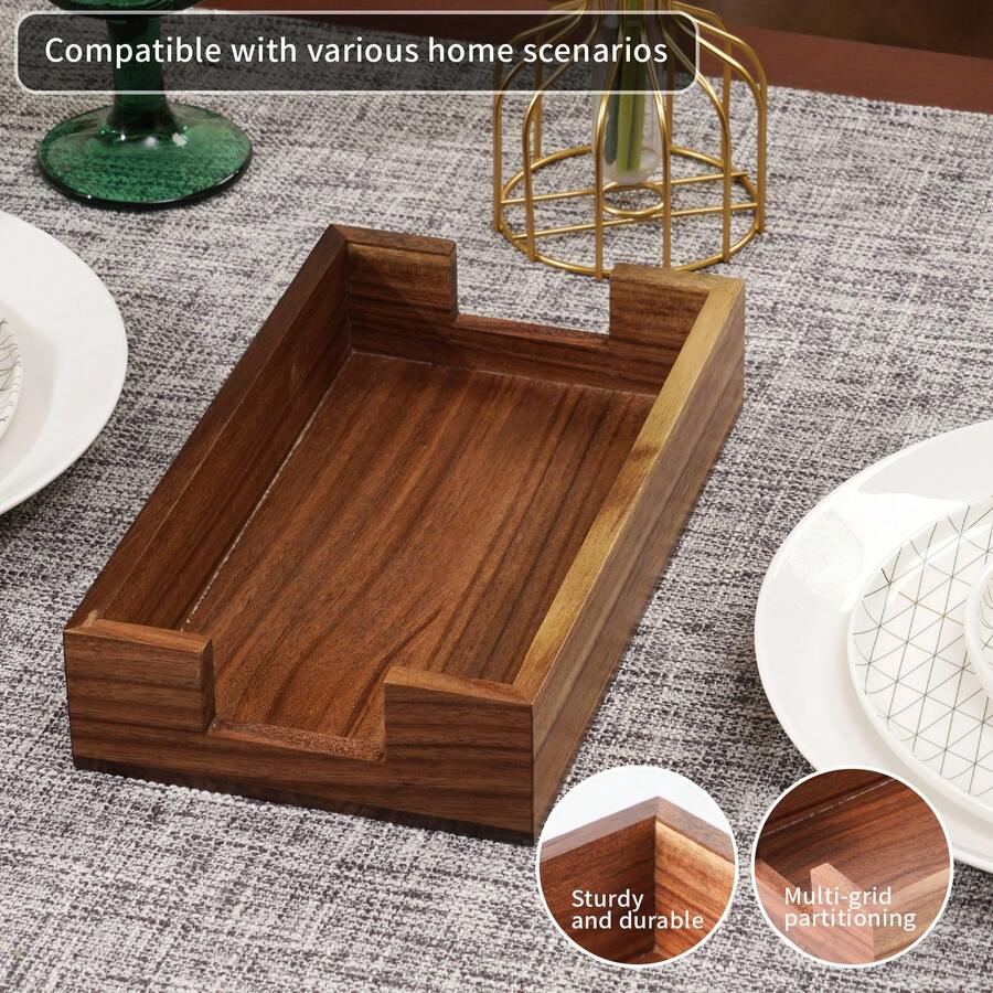 Rosewood Country Style Wooden Napkin Holder, Suitable For Napkins And Small Items, Desktop Storage Box, Picnic Napkin Holder, Home Decor