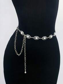 1 件女式波西米亚椭圆花卉印花连衣裙，带腰链，适合派对、聚会、日常穿着和腰部收紧秋季、秋季、万圣节 - 鏤空 - 查看 25