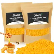 Blingfun 0.25/1Lb/2Lb 大豆蜡、白蜂蜡、黄蜂蜡、蜡烛制作蜡、柔软颗粒、无有害添加剂，适合制作香薰蜡烛和家居装饰氛围蜡工艺品。