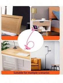 1pc 360° Rotatable Slouchy Phone Holder, Adjustable Angle Stand For Bedside And Desk, Suitable For Phones Under 200g - 彩色 - 查看 9