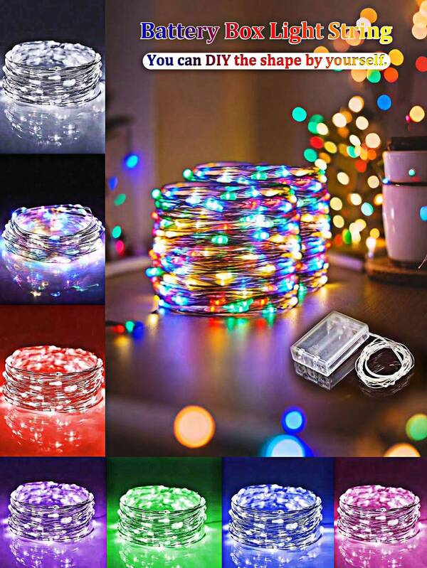 Luzes de fio de cobre LED de 3/5/10 m - Iluminação LED, Operação portátil alimentada por bateria, Design elegante de fio de cobre - Decoração de Natal, Criação de atmosfera festiva, Adequado para iluminação de decoração de casa, festa e sala de eventos