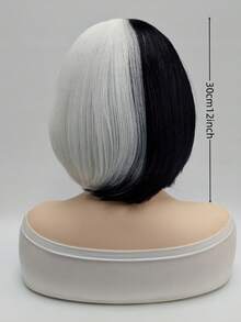 黑白半假发：这款引人注目、优雅的波波头假发将为您的装扮增添光彩，打造梦幻之夜。 - 黑與白 - 查看 7