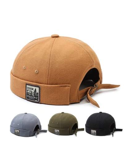 1 peça chapéu docker de algodão lavado retrô unissex, patch, costas detalhadas, design de alça, chapéu versátil para homens e mulheres, perfeito para uso casual diário, estilo de rua, passeios ao ar livre e looks de viagem