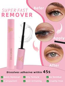 四合一睫毛胶水/定型液、卸妆液、镊子套装，防水，10毫升睫毛胶水/定型液，5毫升卸妆液，适用于睫毛胶水、簇状假睫毛，防水睫毛胶水/定型液，48-72小时强力定型，单根簇状假睫毛 - 粉色 - 查看 6