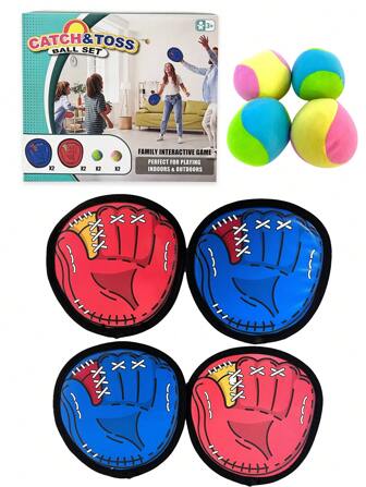 4 个球拍架和 4 个球。抛接球游戏套装，室内外玩具，适合 3-12 岁儿童，沙滩沙池水上玩具，目标球玩具，户外休闲聚会，亲子互动礼物，抛接球游戏套装。