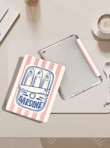 鱼罐头图案海洋元素平板电脑保护壳，适用于 iPad 9.7/10.2/10.5/10.9/12.9/Pro 11 第 10 代，适用于三星 Galaxy Tab S6 Lite 10.4 英寸，适用于 Kindle Paperwhite 第 12 代 2024，2022 年发布的 Kindle（第 11 代），软摔保护，智能站立/自动唤醒/睡眠