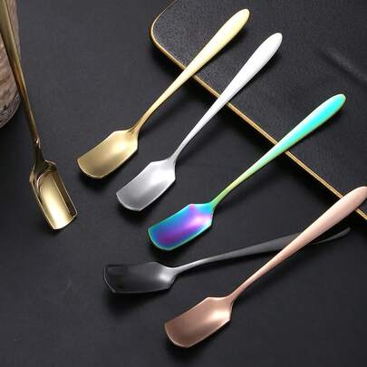 13*1.6cm Stainless Steel Square Spoon Tableware Tea Coffee Shovel Spoons Teaspoons Kitchen Accessories