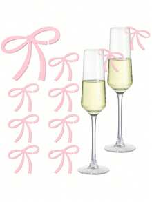 Elegant Bow Wine Glass Decor, Easily Create Romantic, Elegant And Dreamy Scenes, Brighten Your Dining Table And Parties, Convey Love And Warmth, Suitable For Various Celebration Occasions, Recommended For Holiday Decorations. Bow Wine Glass Decor Is Applicable For Weddings, Birthdays, Mother's Day, Easter, Graduation Parties, All Kinds Of Celebrations, Halloween And Christmas Party Supplies. - Multicolor - View 7