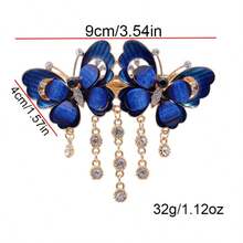 1pc Multi-Color Women's Rhinestone Fashionable Double Butterfly Spring Clip Fixed Ponytail Decoration Headwear Can Be Given As A Gift, Claw Clips, Hair Claws, Clips For Hair, Hair Slide, Hair Barrettes - Purple - View 5