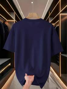 Men's Shirt Premium Mesh T-Shirt 100% Cotton Imported Blouse New Release - Navy Blue - View 2