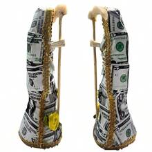 Santa Muerte Dólar 15 cm Vestida + Veladora De Gel Santa Muerte Llama Clientes - Abundancia Económica, Atracción Del Dinero, Suerte Financiera, Riqueza - Blanco y Negro - Ver 4