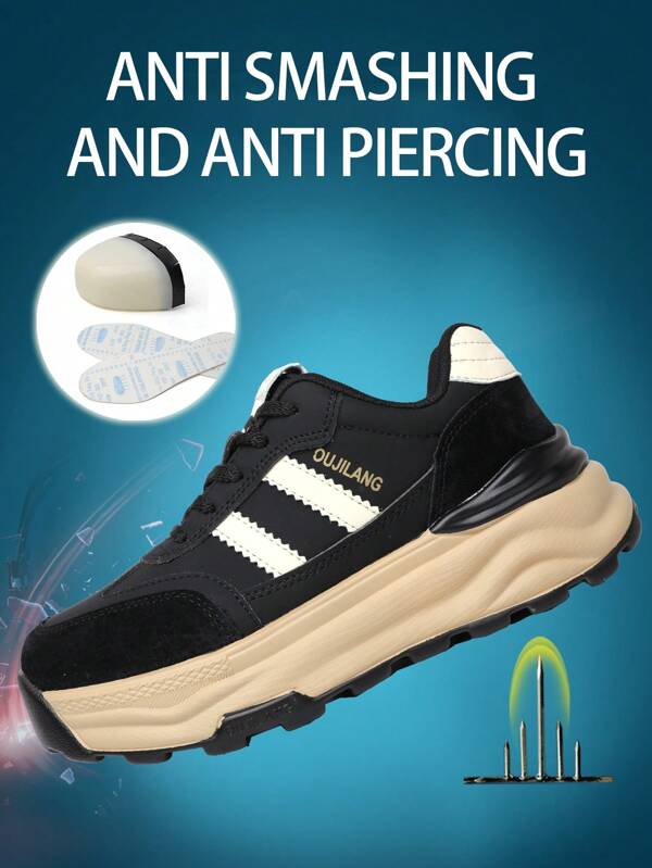 Nuevas botas de seguridad deportivas de moda, zapatos de seguridad ultraligeros y con aumento de altura; zapatos cómodos y resistentes al desgaste para mujer con suela blanda; zapatos de trabajo aislados, transpirables, resistentes al impacto y a la perforación para mujeres.