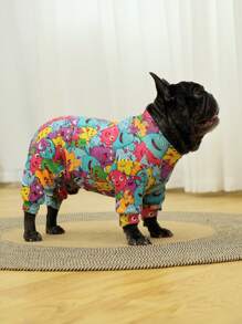 舒适狗狗连体衣，狗狗睡衣，狗狗恢复服，超柔软且有弹性，防舔，适合中小型和大型犬品种的宠物睡衣，适合狗狗换毛，俏皮怪物彩色印花图案，S-6XL - 彩色 - 查看 4