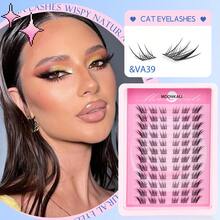 MOONKALI US Local Shipping,1Pack 24 Small Rows Manga Lashes Anime,Lashes Cluster Kit Fox Eye,Natural Eyelashes,Short False Eyelashes,Creating Charming Eye Makeup Black Individual Cluster False Eyelashes,5ml Glue Bond&Seal,Makeup Tweezer,Essential Makeup Items For Holiday Stage Gatherings - 黑色 - 查看 2