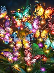1/2 Peças Luzes de Árvore com Borboletas Alimentadas por Energia Solar com 17 Borboletas Realistas, Luzes Solares de Flores Artificiais, Luzes Solares para Gramado Externo, Adequadas para Decoração de Jardim, Pátio e Varanda, Acessórios para Quarto, Festa e Sala de Estar
