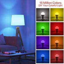 ​​2/4/6 Pack A19 LED Bulb Smart Bulb, E26 Base, 9W 800LM, 2700K-6500K White +RGB Color Changing, APP Control & Music Sync, DIY Scene Modes For Room Decoration Indoor Lighting, Ideal For Living Room, Bedroom, Study,Dorm, ,Weddings, Holidays​. - White+RGB - 查看 3
