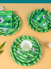 100/55/25/10pcs Soccer Party Tableware Supplies, 7/9 Inch Disposable Paper Plates, Paper Cups And Napkins, Party Tableware For Boys Sports Theme Birthday Party Decorations - Multicolor - View 4