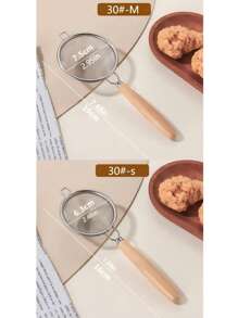 Multi-Function Filtering Mesh Scoop - Kitchen Baking Coffee Soy Milk Strainer Tool [Super Fine 304 Stainless Steel Mesh + Wooden Handle], Egg White Separator, Milk Tea Shop Commercial Flour Sifter, Home Use Sesame Coffee Powder Sieve, Thick Anti-Leakage Durable Easy To Clean, Suitable For Home And Commercial Use