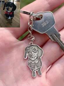 DHQH Personalized Pet Photo Necklace Carving Pet Pendant Gift Handmade Custom Dog And Cat Keychain Memory Jewelry Image Pendant