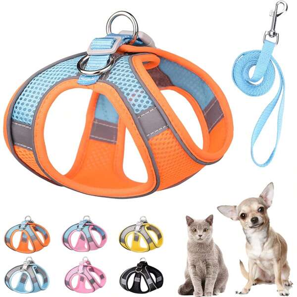 Reflective Dog Harness Vest With Leash Breathable Pet Supplies For Small Medium Large Dogs Dog Harness Dog Collar No Pull Dog Harness And Leash Set, Step In Adjustable Dog Harness With Padded Vest For All Weather, Dog Leash With Soft Padded Handle, Easy To Put On Small And Medium Dogs