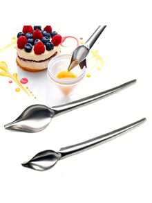 2pcs Stainless Steel Chocolate Spoon With Floral Decor Filter, For Baking Pastry Cake Tools. Essential Filtering Spoon (Assorted Size)