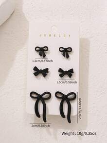 Set de 6 piezas de aretes de mariposa vintage elegantes, diseño único de mariposa hueca, adecuados para uso diario, vacaciones y todo tipo de traslados, regalo de joyería ideal para fiestas - Negro - Ver 3