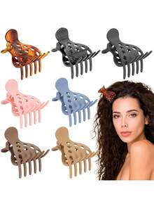 6 件发根提升夹，用于发型配件，卷发，无折痕，发根提升夹，适合浓密自然卷发发饰女爪夹秋季配饰秋冬发夹，适合度假装扮女士 - 彩色 - 查看 7