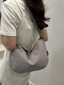 Fashionable Solid Color Casual Retro Women Crossbody Bag - Grey - View 3