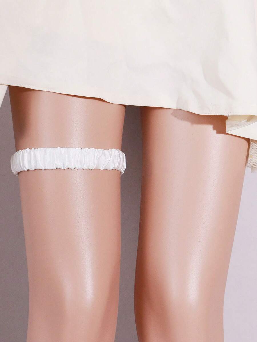 1 件女士简约基本款婚礼吊袜带，欧美新娘腿带 - 白色 - 查看 1