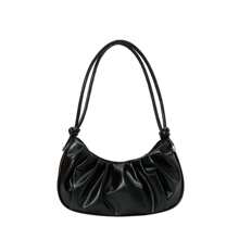 优质简约优雅复古女士单肩腋下包，大容量便携优质褶皱包，户外休闲法棍包 - 彩色 - 查看 13