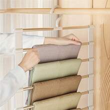 1pc Portable Storage Hanger, Multi-Functional Pants Rack, Foldable Stainless Steel Pants Rack, Multi-Layer Seamless Pants Rack Clips, Lightweight Space-Saving Closet Hanger Pants Rack, Suitable For Dresses, Pants, Shoes, Jeans, Underwear, Skirts - Multicolor - View 4
